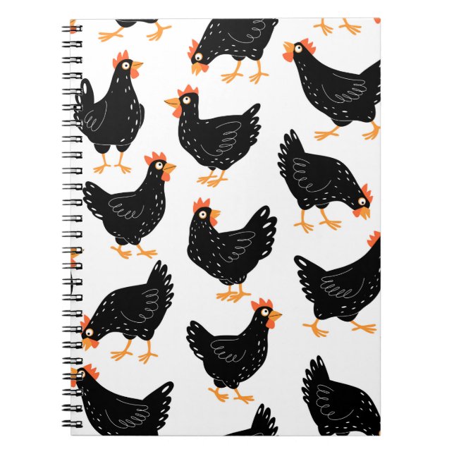 Seamless pattern with chicken notebook (Front)