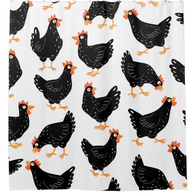 Seamless pattern with chicken shower curtain (Front)