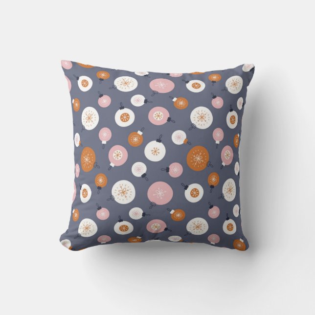 Seamless pattern with Christmas balls on a dark ba Cushion (Front)