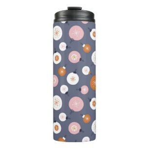 Seamless pattern with Christmas balls on a dark ba Thermal Tumbler