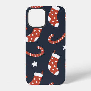 Seamless pattern with christmas socks,candy canes iPhone 12 case