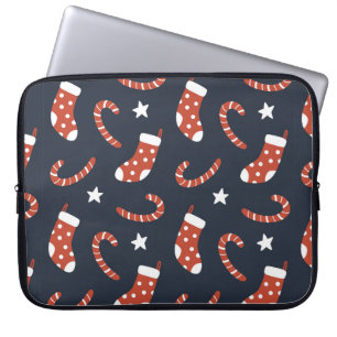 Seamless pattern with christmas socks,candy canes laptop sleeve