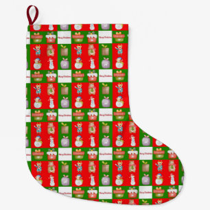 Seamless pattern with Christmas theme illustration Large Christmas Stocking