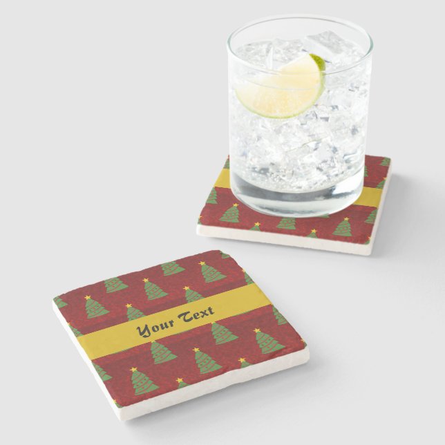 Seamless pattern with Christmas trees Stone Coaster (Side)