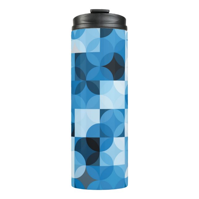 Seamless pattern with circles. Abstract blue backg Thermal Tumbler (Front)