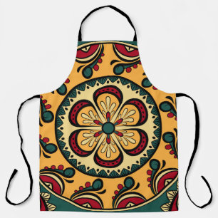 Seamless pattern with circular ornaments in yellow apron