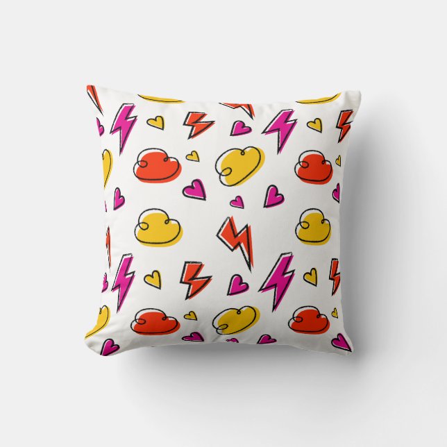 Seamless pattern with clouds lightning bolts cushion (Front)