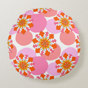 Seamless pattern with colorful mandalas. Bright te Round Cushion