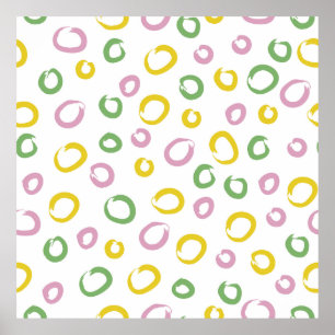 Seamless pattern with colourful circles, pink, g poster