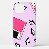 Seamless pattern with colourful floppy disc in vap