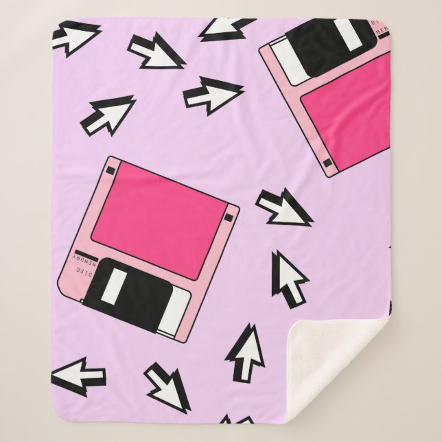 Seamless pattern with colourful floppy disc in vap sherpa blanket (Front)