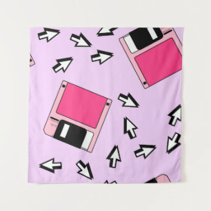 Seamless pattern with colourful floppy disc in vap tapestry