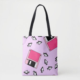 Seamless pattern with colourful floppy disc in vap tote bag