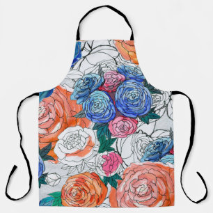 Seamless pattern with colourful flowers apron