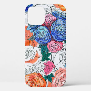 Seamless pattern with colourful flowers iPhone 12 case