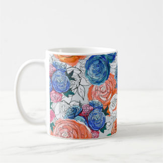 Seamless pattern with colourful flowers coffee mug