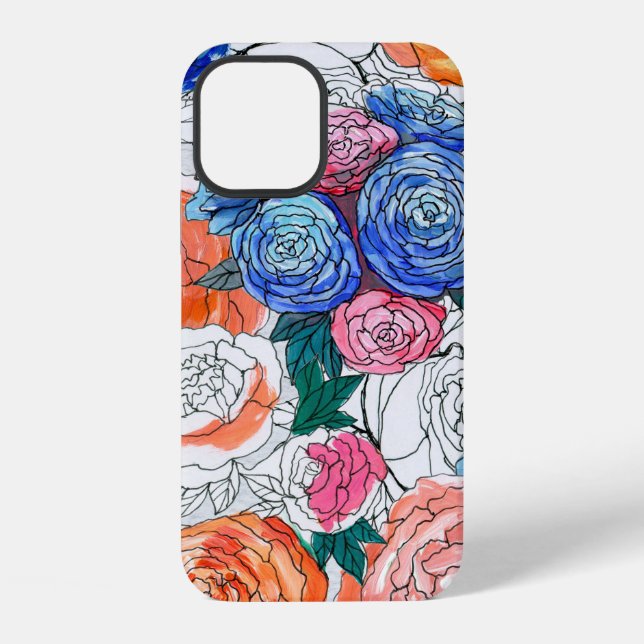 Seamless pattern with colourful flowers iPhone case (Back)