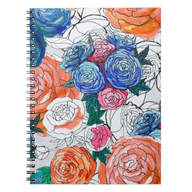 Seamless pattern with colourful flowers notebook (Front)