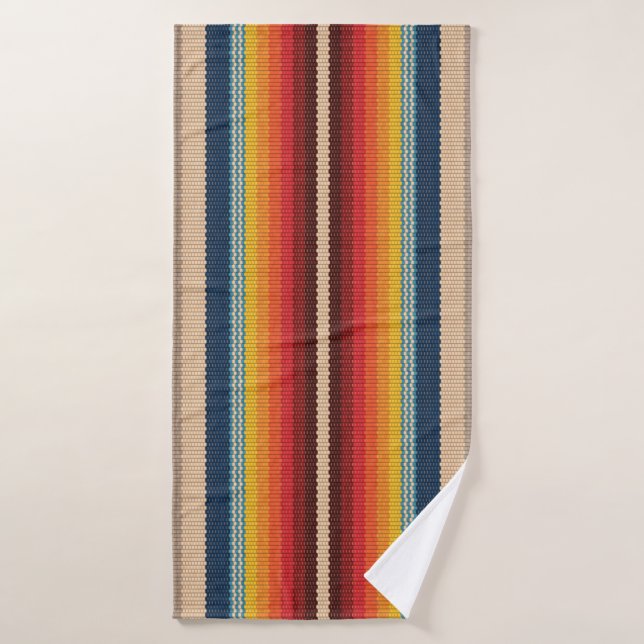 Seamless pattern with colourful serape stripes bath towel (Bath Towel)