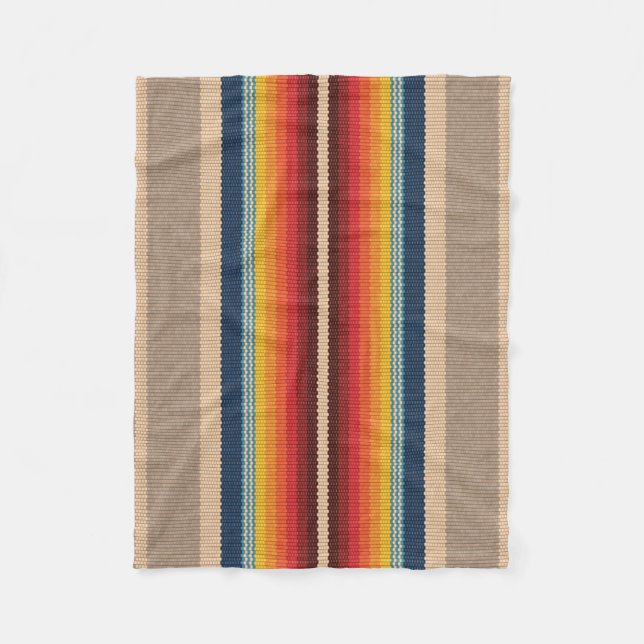 Seamless pattern with colourful serape stripes fleece blanket (Front)