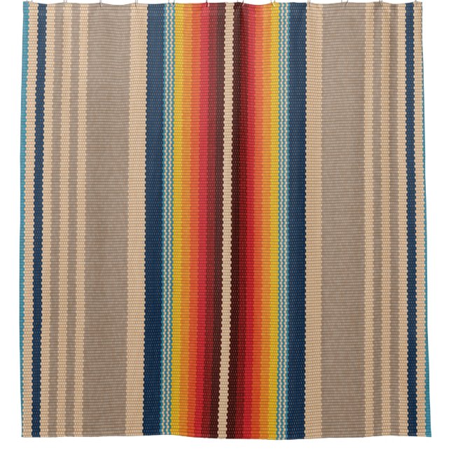 Seamless pattern with colourful serape stripes shower curtain (Front)