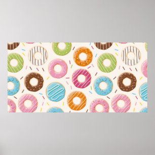Seamless pattern with colourful tasty glossy dough poster