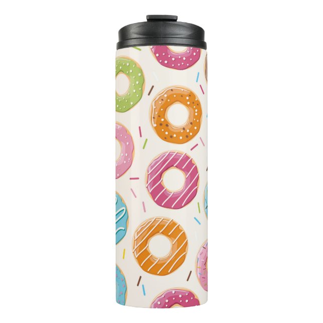 Seamless pattern with colourful tasty glossy dough thermal tumbler (Front)