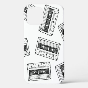 Seamless pattern with Compact Cassette in vintage  iPhone 12 Case