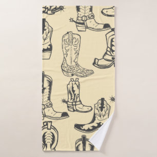 Seamless pattern with cowboy boots. cowboy,cowgirl bath towel
