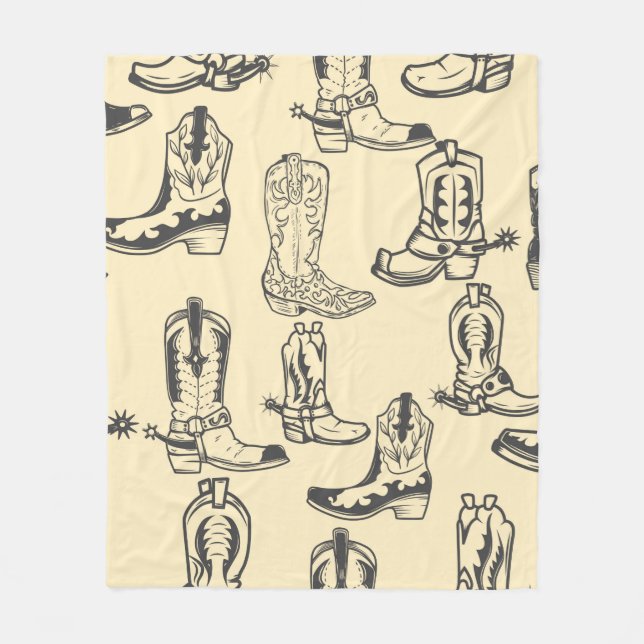 Seamless pattern with cowboy boots. cowboy,cowgirl fleece blanket (Front)