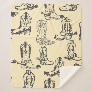 Seamless pattern with cowboy boots. cowboy,cowgirl sherpa blanket
