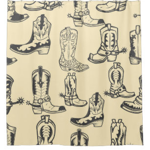 Seamless pattern with cowboy boots. cowboy,cowgirl shower curtain
