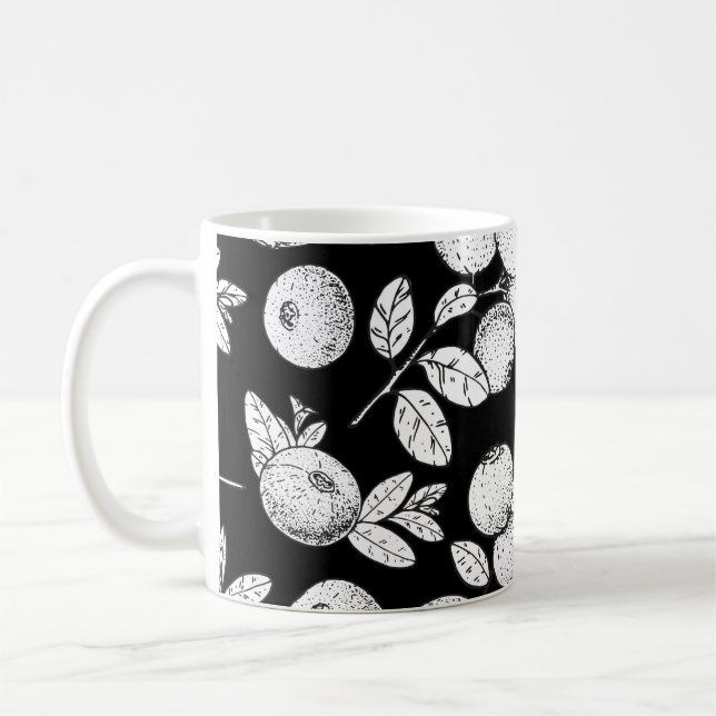 Seamless pattern with cranberry. Hand drawn sketch Coffee Mug (Left)