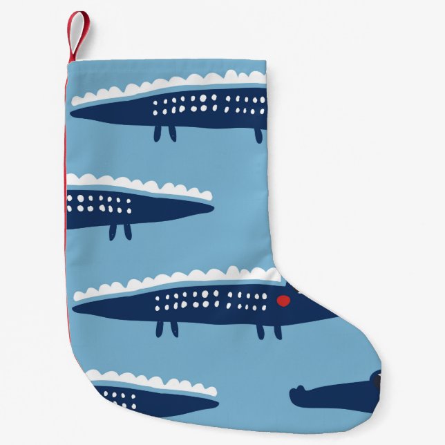 Seamless pattern with crocodiles small christmas stocking (Front)