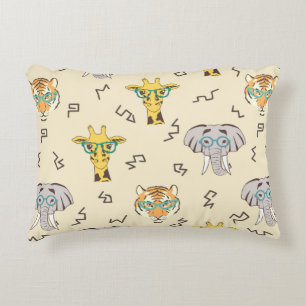 Seamless pattern with cute african animals: giraff decorative cushion