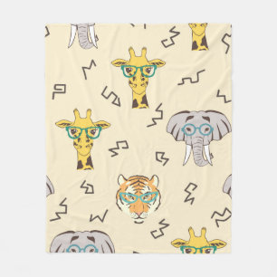 Seamless pattern with cute african animals: giraff fleece blanket