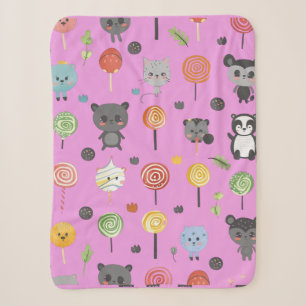 seamless pattern with cute animals pink sherpa blanket