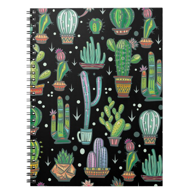 Seamless pattern with cute cactuses notebook (Front)