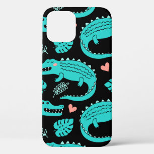 Seamless pattern with cute cartoon crocodiles iPhone 12 case