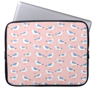 Seamless pattern with cute cartoon seagulls laptop sleeve