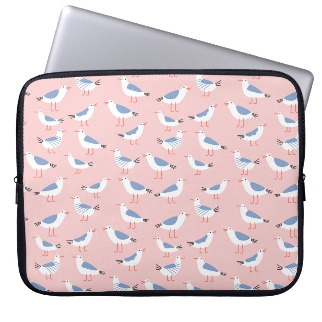 Seamless pattern with cute cartoon seagulls laptop sleeve (Front)