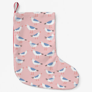 Seamless pattern with cute cartoon seagulls small christmas stocking