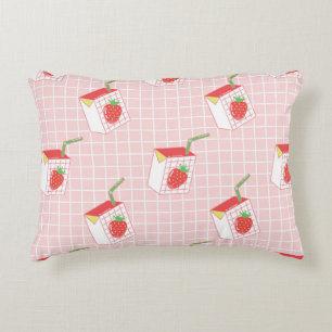 Seamless pattern with cute cartoon strawberry milk decorative cushion