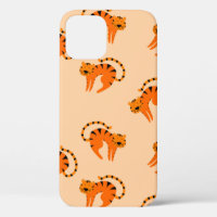 Seamless pattern with cute cartoon tigers