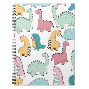 seamless pattern with cute coloured, bright, pink, notebook