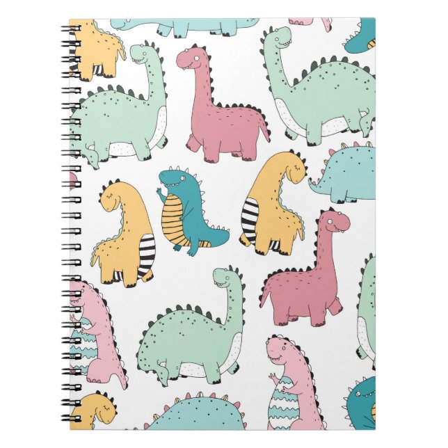 seamless pattern with cute coloured, bright, pink, notebook (Front)