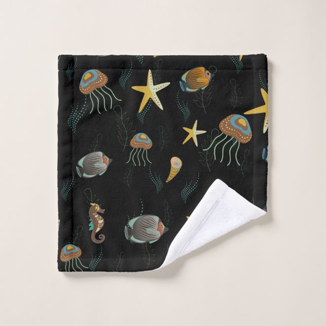 Seamless pattern with cute decorative fishes wash cloth (Wash Cloth)