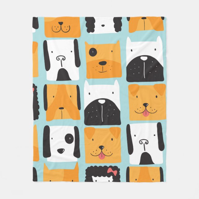 Seamless pattern with cute dogs.  fleece blanket (Front)