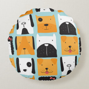 Seamless pattern with cute dogs. round cushion