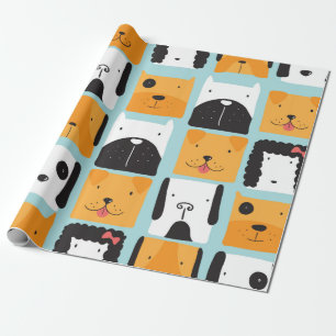 Seamless pattern with cute dogs.  wrapping paper